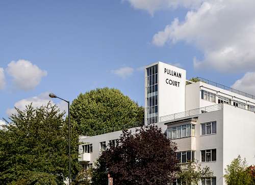 Pullman Court Streatham, Paint sampling of the exteriors to identify the original bi-tonal finish. Employer: English Heritage